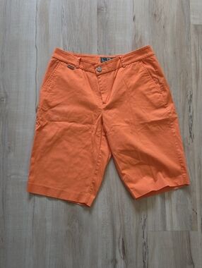 Classic Flat Front Women's Shorts in Orange by Lauren
